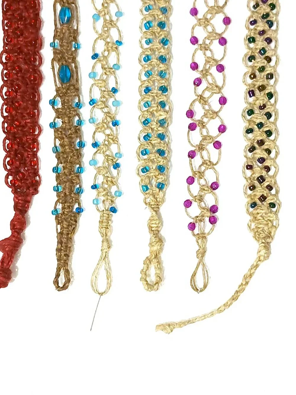 Lot of 15+ Handmade Macrame Hemp Beaded Bracelets Boho Renaissance Fair Artisan